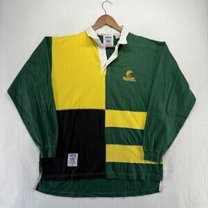 Vintage Green Bay Packers Rugby Shirt Men's Large Colorblock Embroidered Thick